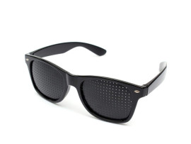 Rockoshop Lazy Spectacles Pinhole Vision Correction Glasses Eyesight Improvement For Men/Women/Kids with Hard Case (Black)